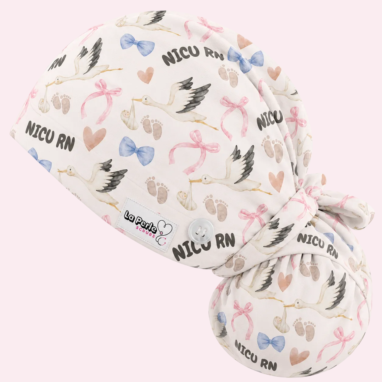 Ponytail Cap - NICU Stork Feet Moon