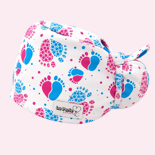Bun Cap - Baby Feet White