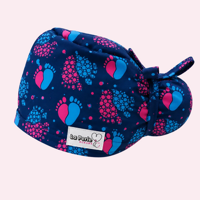 Bun Cap - Baby Feet Blue