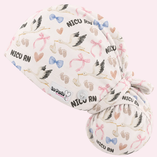 Ponytail Cap - NICU Stork Feet Moon